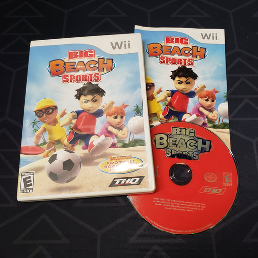 Image shows the case, manual & disc for the video game Big Beach Sports for Nintendo Wii