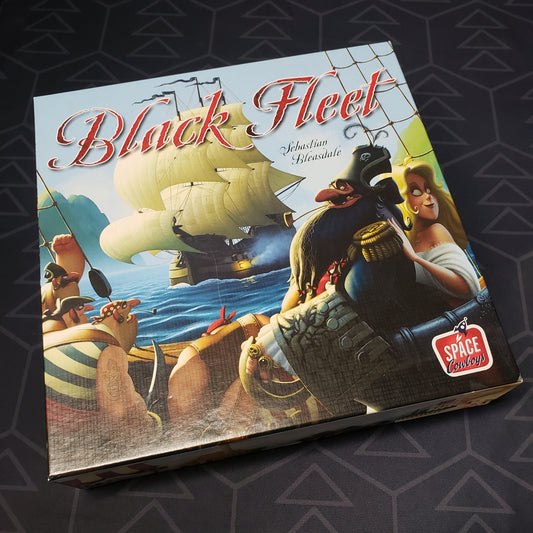 Image shows the front cover of the box of the Black Fleet board game