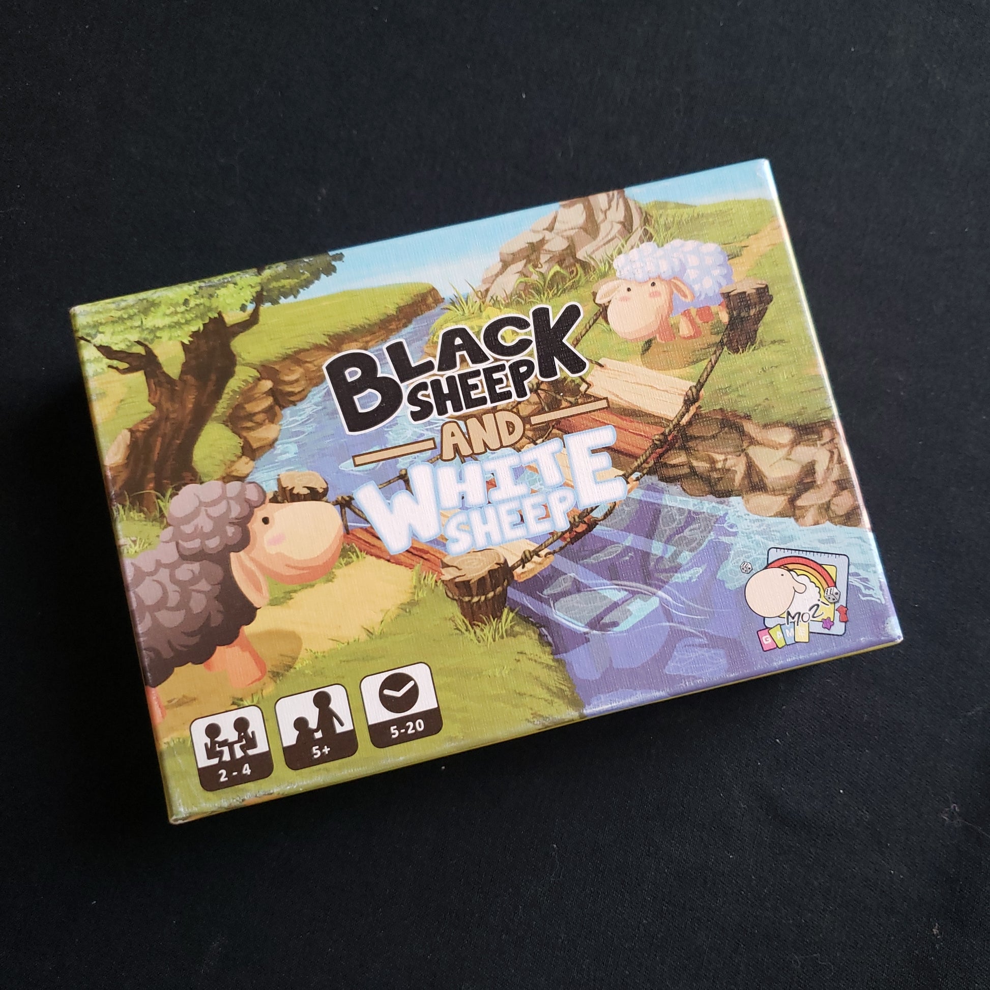 Image shows the front cover of the box of the Black Sheep and White Sheep board game