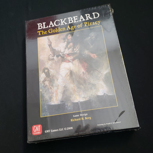 Image shows the front cover of the box of the Blackbeard: The Golden Age of Piracy board game