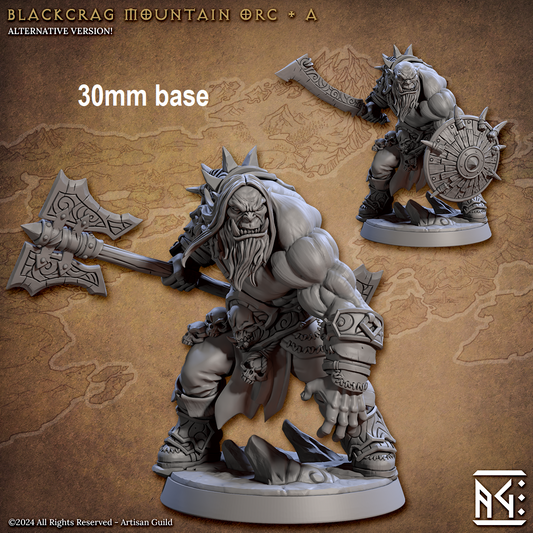 Image shows 3D renders of some different options for an orc barbarian gaming miniature