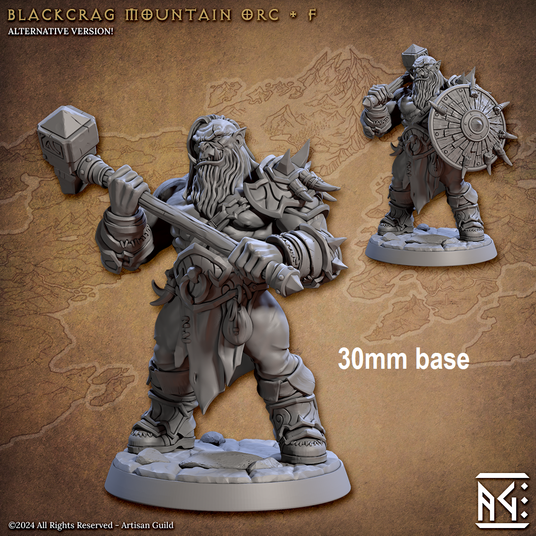 Image shows 3D renders of some different options for an orc gaming miniature