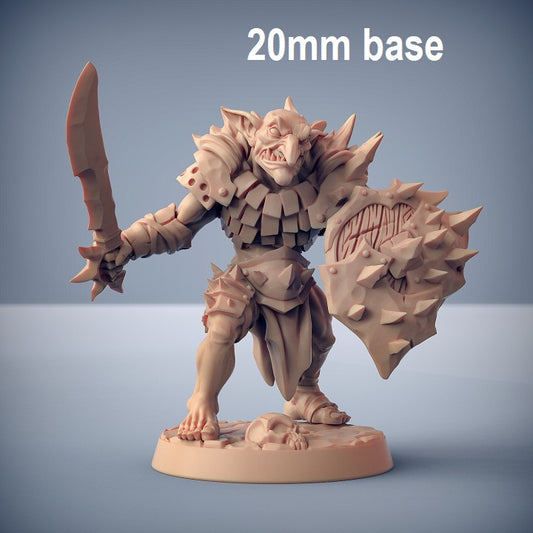 Image shows an 3D render of a hobgoblin warrior gaming miniature