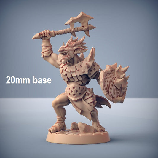 Image shows an 3D render of a hobgoblin warrior gaming miniature