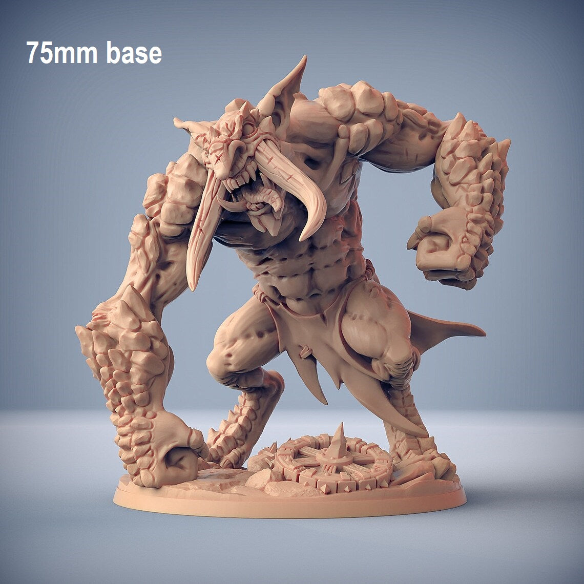 Image shows an 3D render of a rock troll gaming miniature