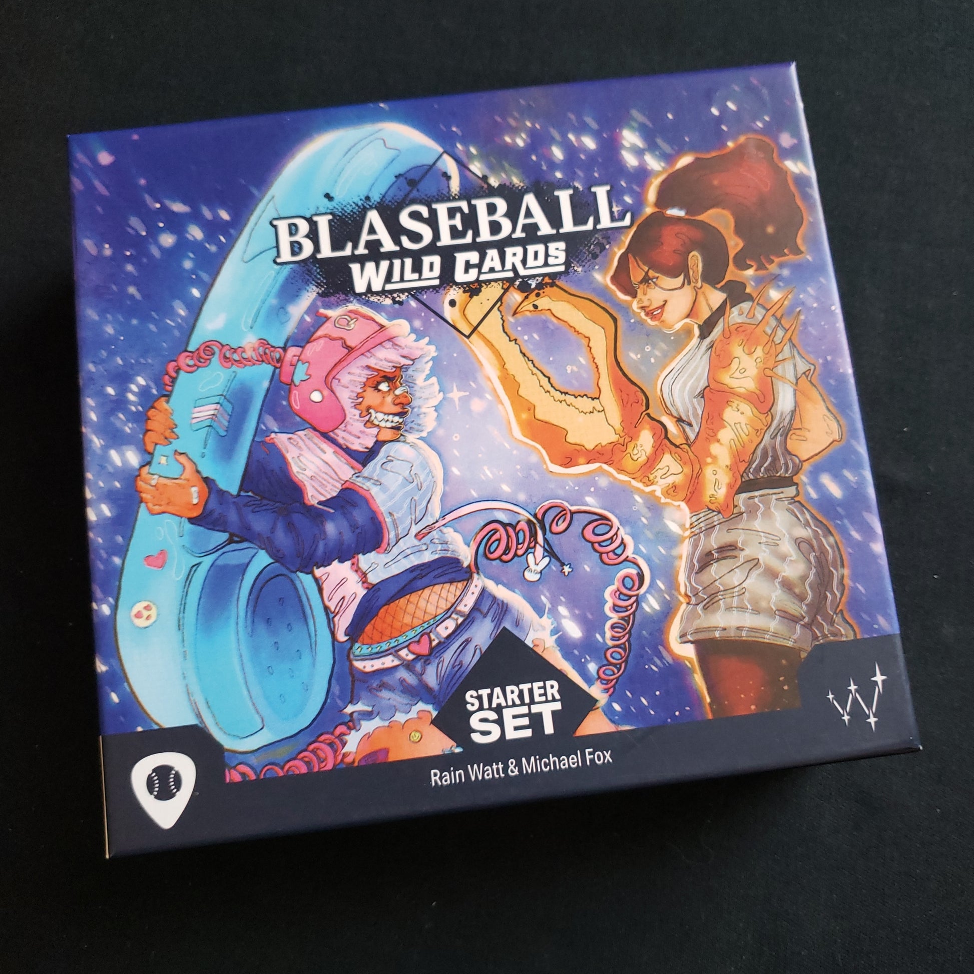 Image shows the front cover of the box of the card game Blaseball: Wild Cards