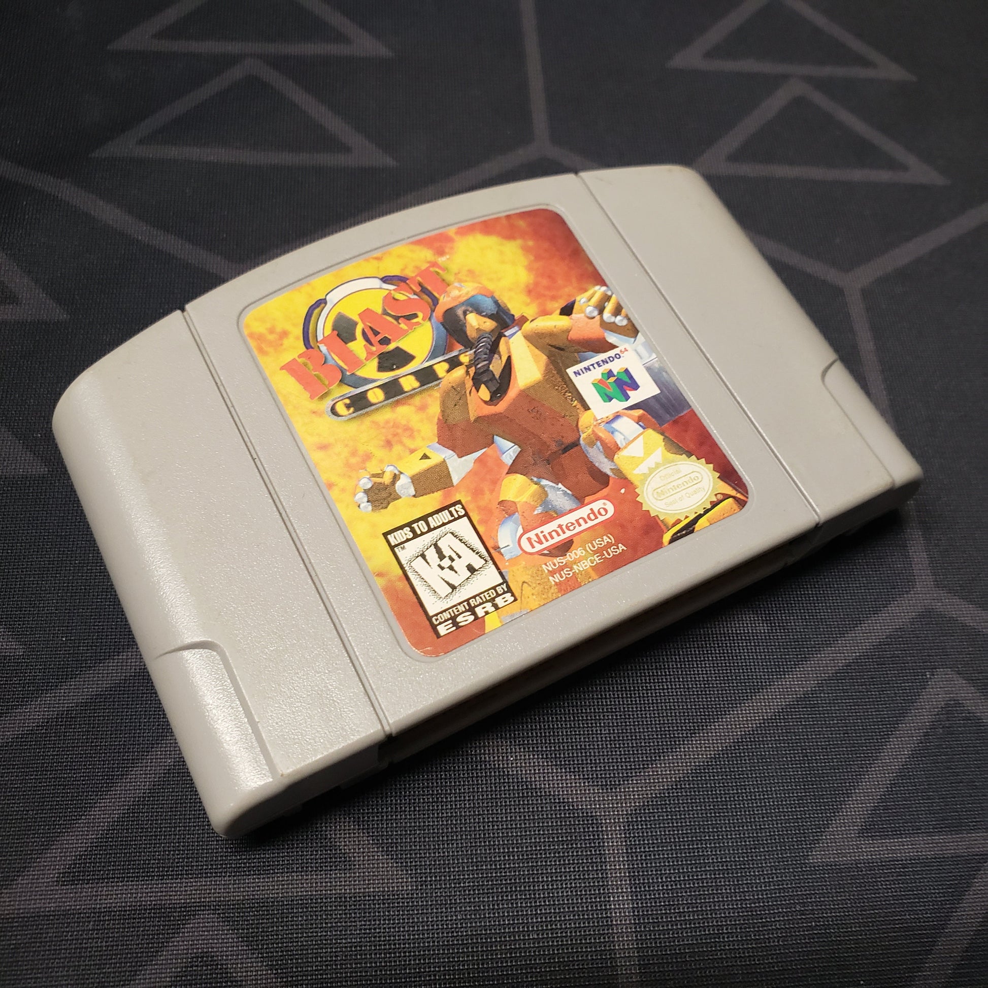 Image shows the front of the cartridge for the video game Blast Corps for the Nintendo 64