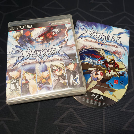 Image shows the case, manual & disc for the video game BlazBlue: Continuum Shift for Playstation 3