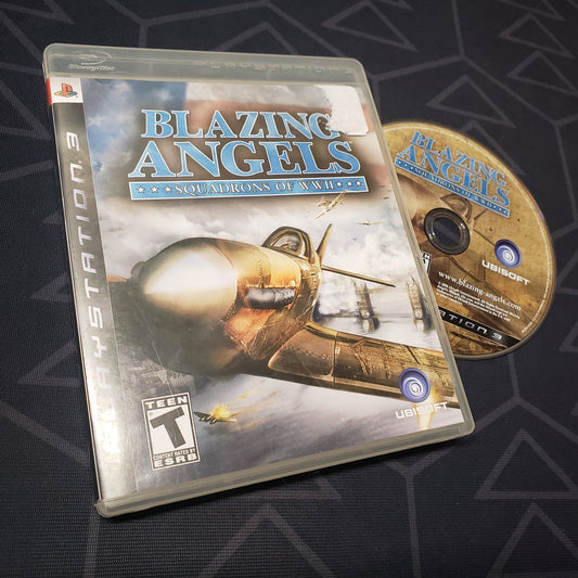 Image shows the case and disc for the video game Blazing Angels: Squadrons of WWII for Playstation 3