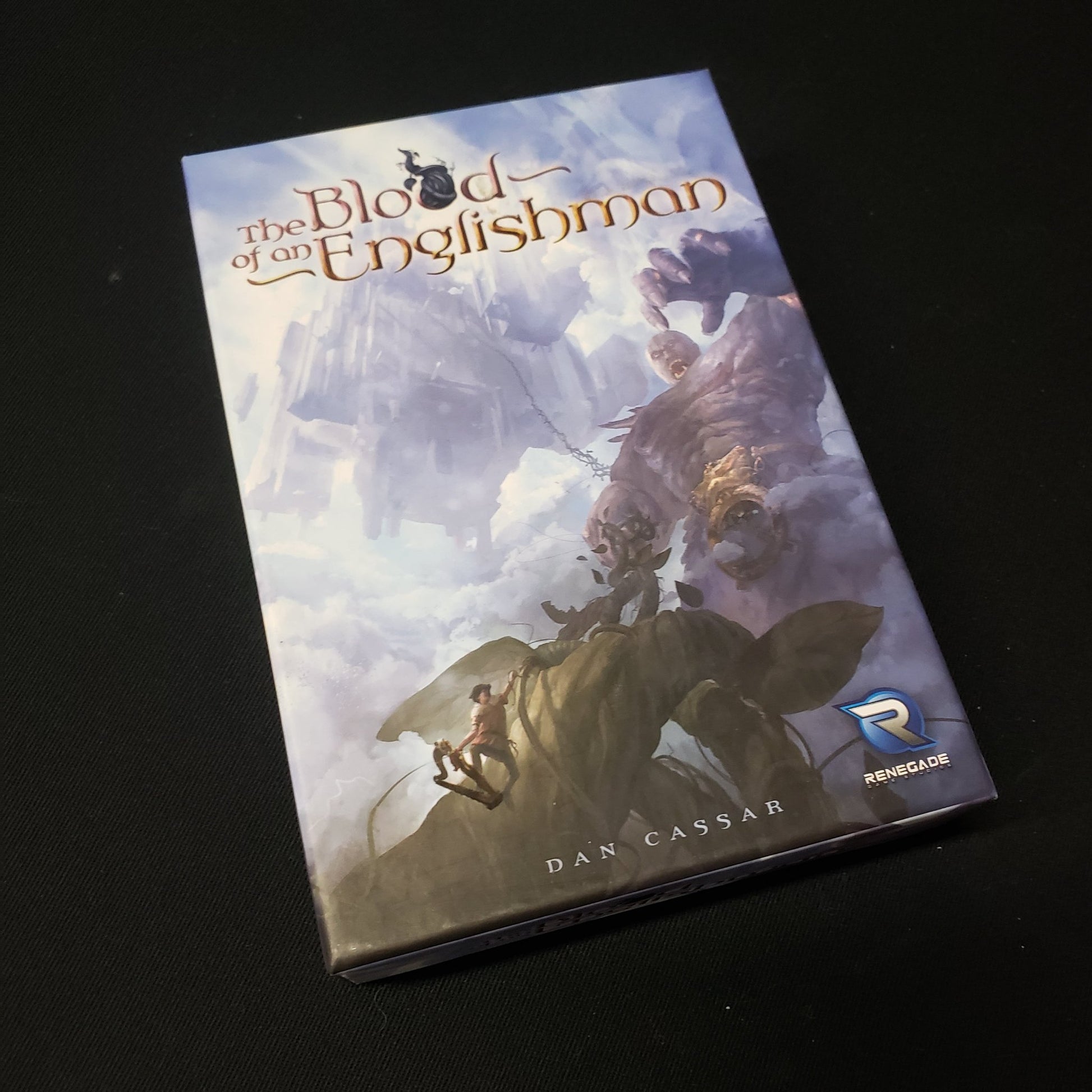 Image shows the front cover of the box of the Blood of an Englishman card game