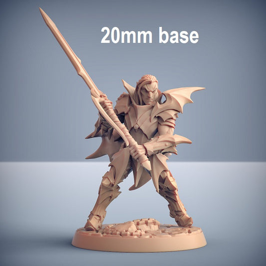 Image shows an 3D render of a vampire soldier gaming miniature, holding a large two-handed sword