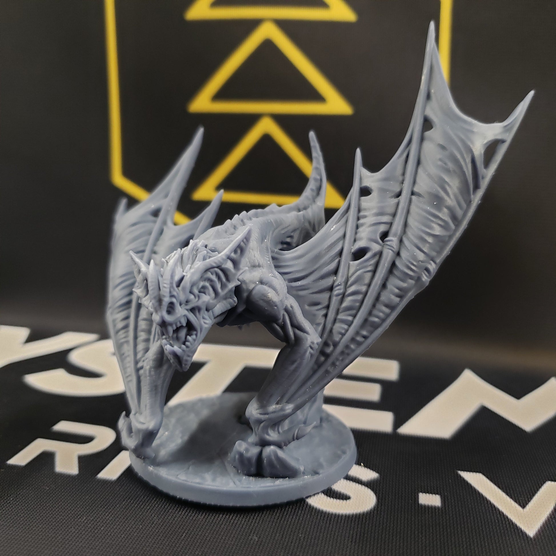 Image shows the front of a large vampire bat gaming miniature