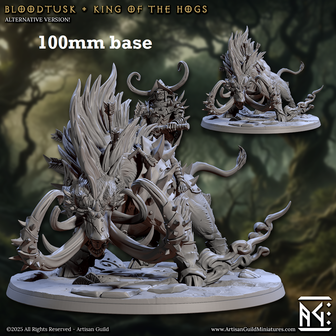 Image shows 3D renders for multiple different sculpt options for a gaming miniature featuring a giant warhog