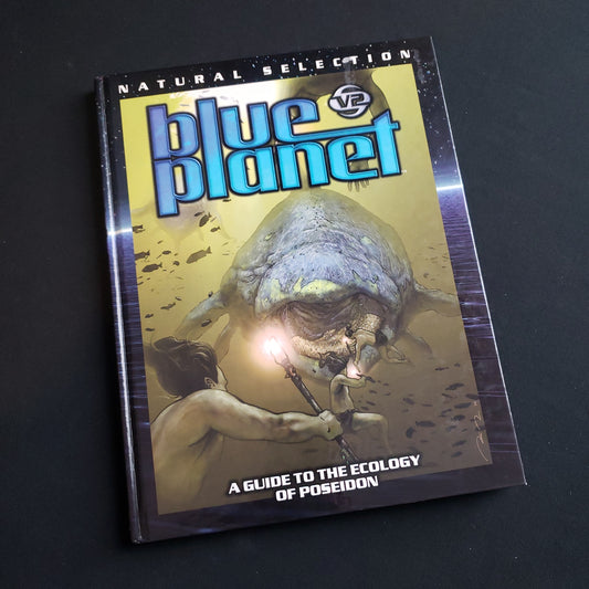 Image shows the front cover of the Natural Selection book for the Blue Planet roleplaying game