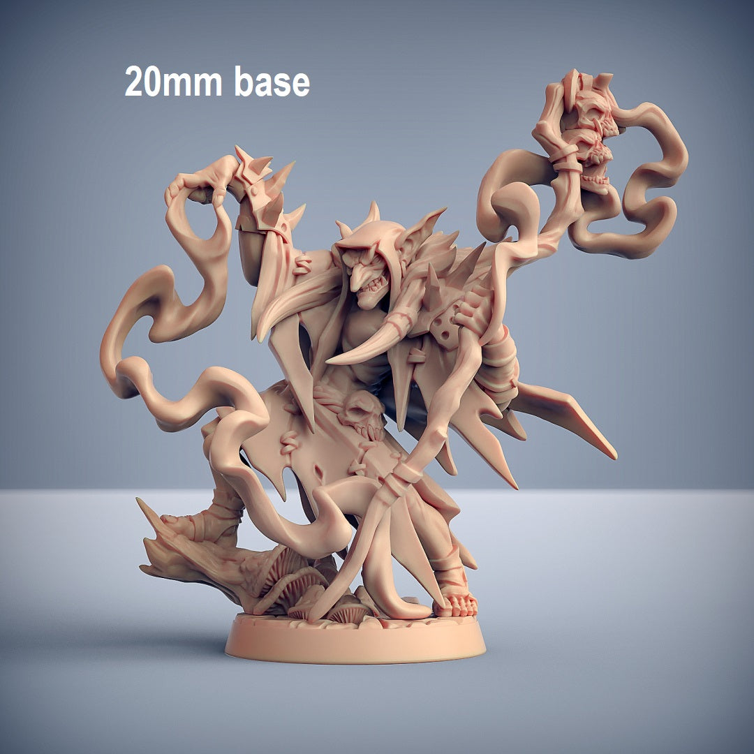 Image shows an 3D render of a hobgoblin shaman gaming miniature