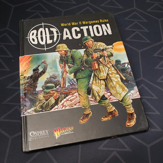 Image shows the front cover of the Bolt Action wargaming book