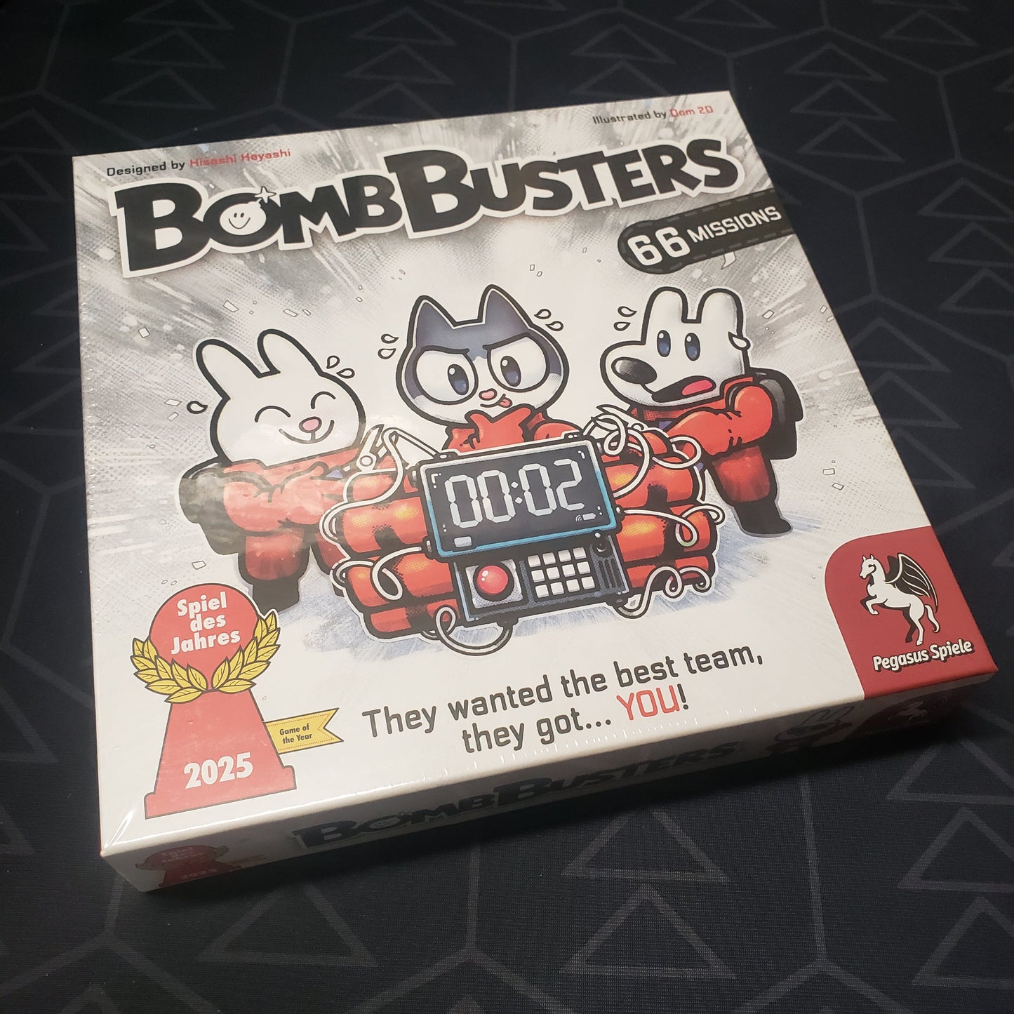 Image shows the front cover of the box for the Bomb Busters board game