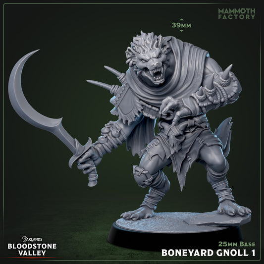 Image shows a 3D render of a gnoll warrior gaming miniature.