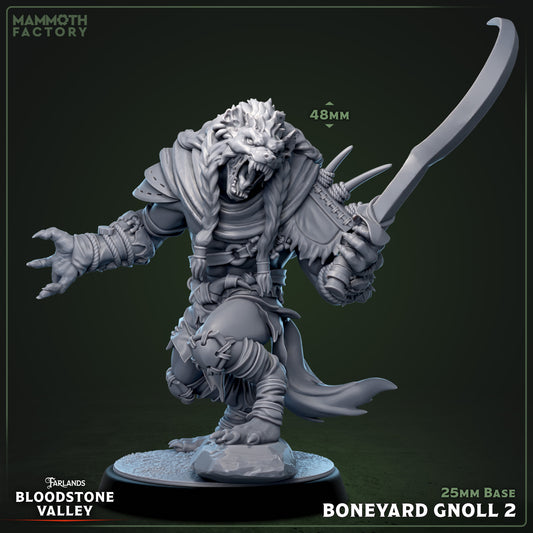 Image shows a 3D render of a gnoll warrior gaming miniature.