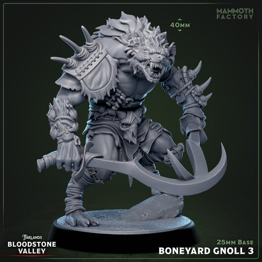 Image shows a 3D render of a gnoll warrior gaming miniature.