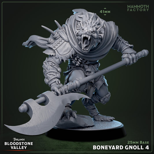 Image shows a 3D render of a gnoll warrior gaming miniature.