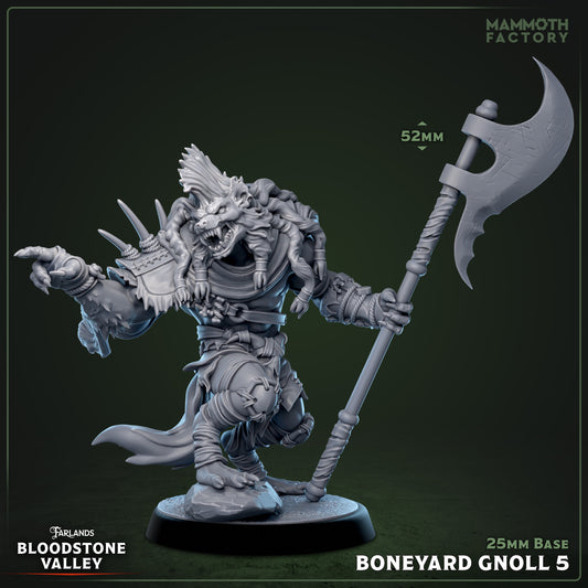 Image shows a 3D render of a gnoll warrior gaming miniature.
