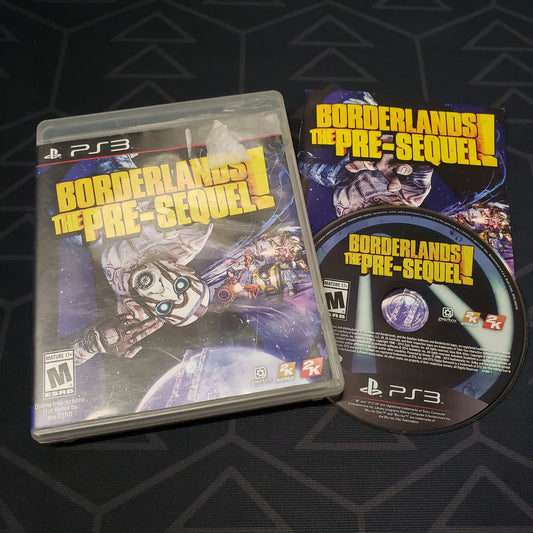 Image shows the case, manual and disc for the video game Borderlands: The Pre-Sequel for Playstation 3