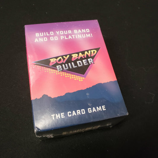 Image shows the front cover of the box of Boy Band  Builder: The Card Game
