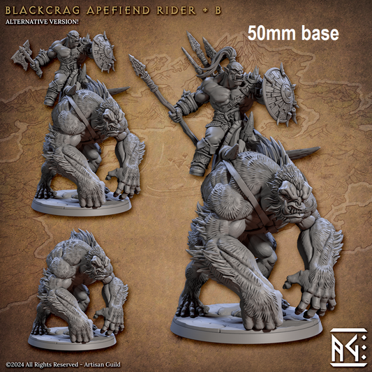 Image shows 3D renders of some different options for a gaming miniature of an orc riding an ape-beast