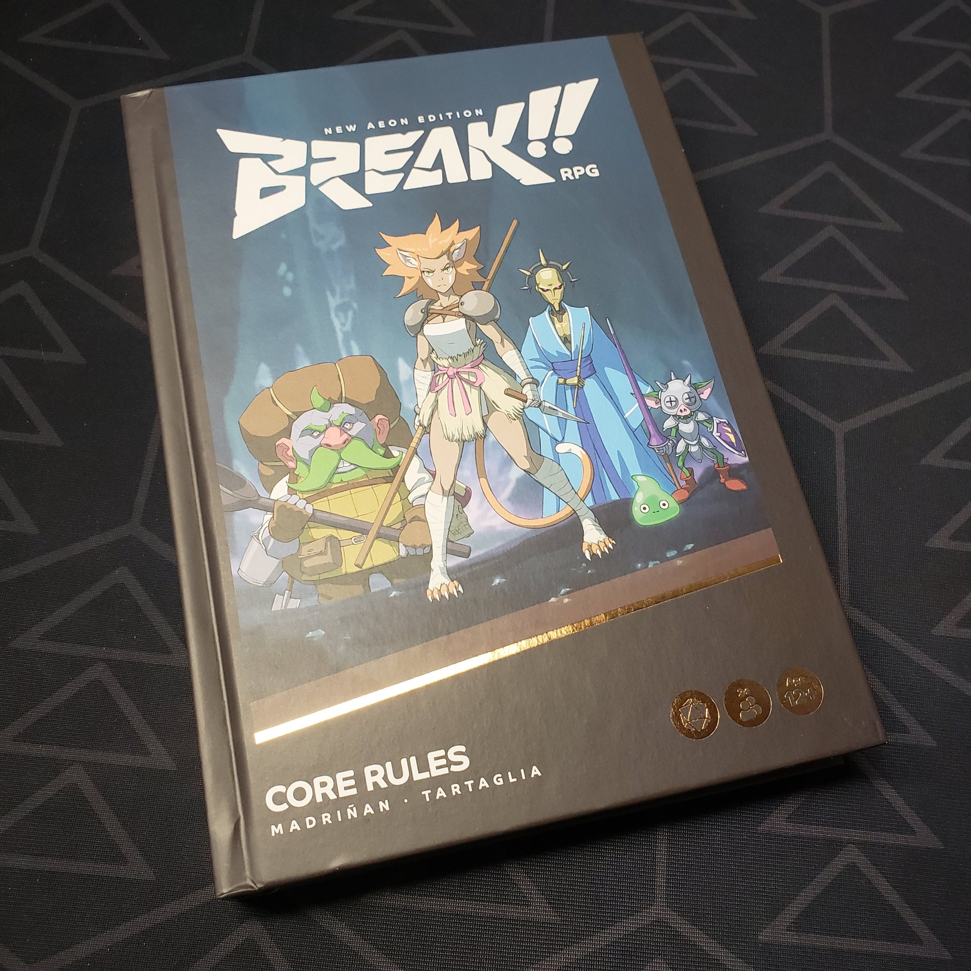 Image shows the front cover of the core rulebook for the roleplaying game Break!!: New Aeon Edition