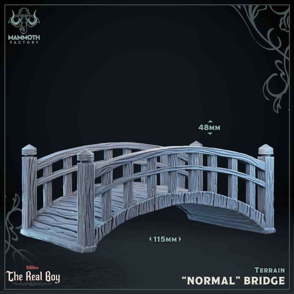 Image shows a 3D render of a wooden step bridge gaming miniature terrain