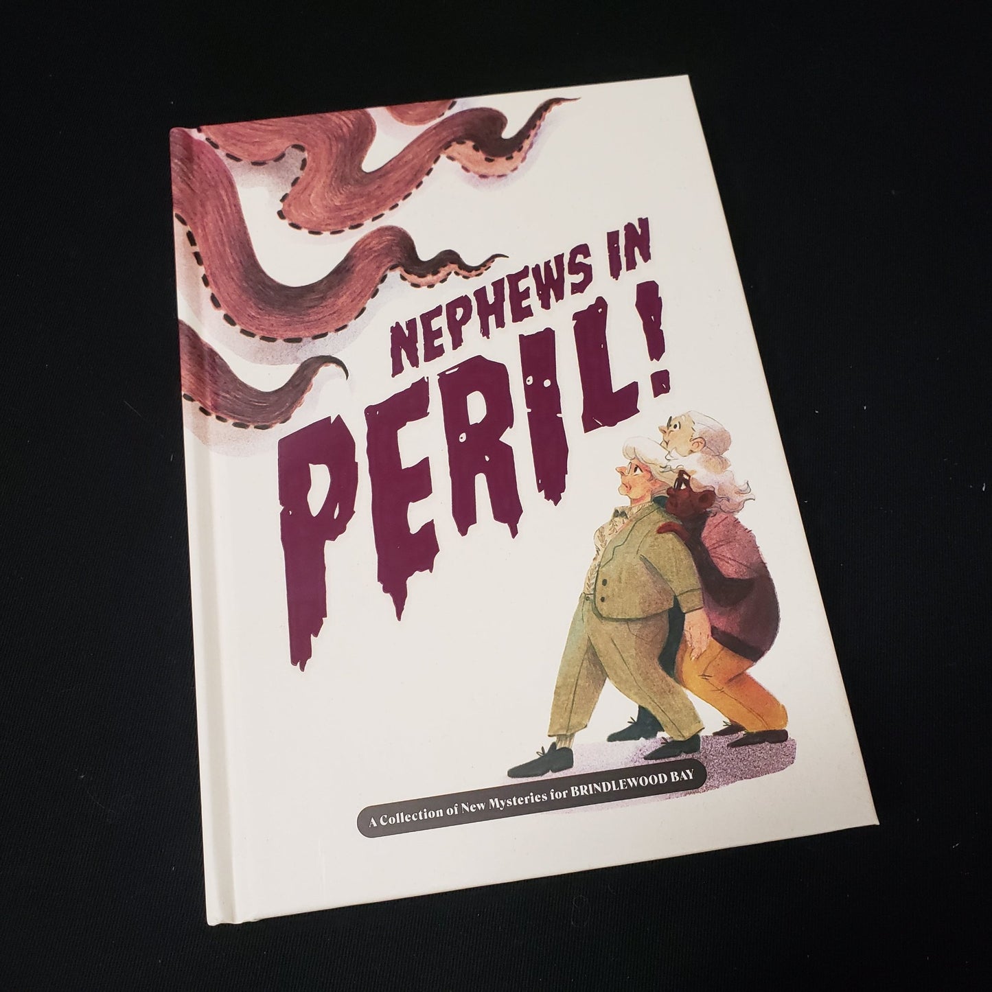 Image shows the front cover of the Nephews in Peril book for the Brindlewood Bay roleplaying game