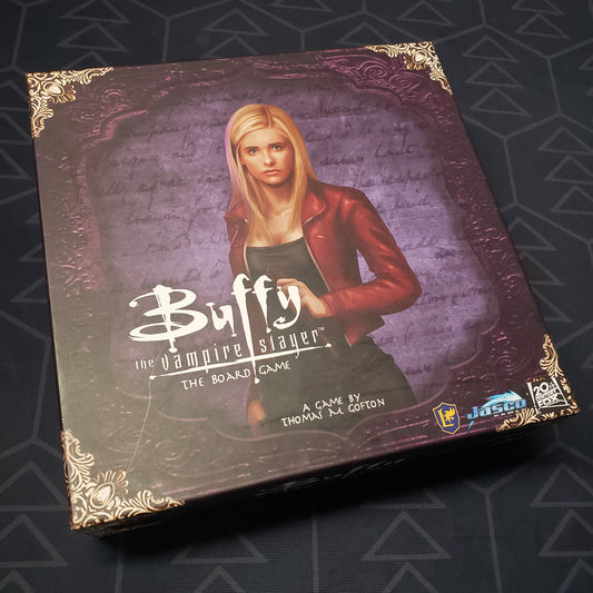 Image shows the front cover of the box for the 2016 Buffy the Vampire Slayer board game