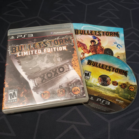 Image shows the case, manual and disc for the video game Bulletstorm for Playstation 3