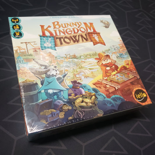 Image shows the front cover of the box for the Bunny Kingdom Town board game