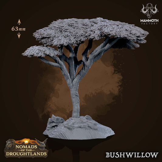 Image shows a 3D render of a savannah tree gaming miniature terrain piece