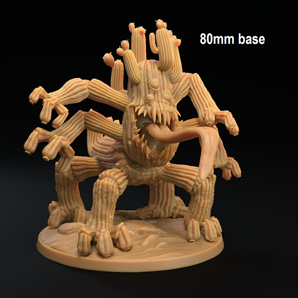 Image shows an 3D render of a cactus monster gaming miniature