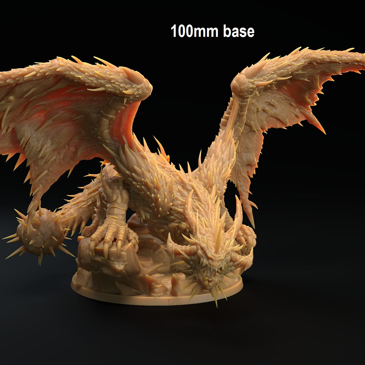 Image shows an 3D render of a cactus dragon gaming miniature