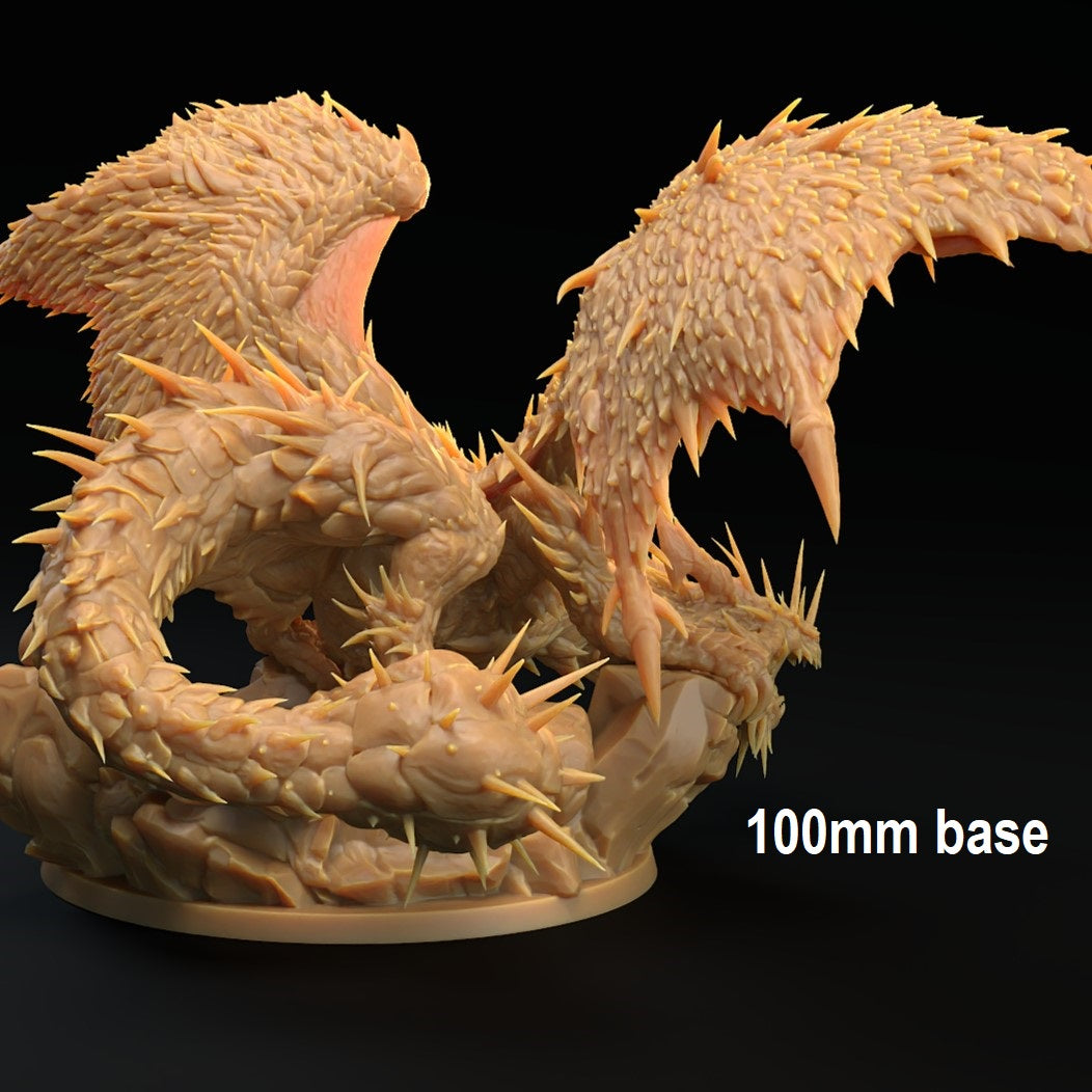 Image shows an 3D render of a cactus dragon gaming miniature