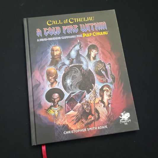 Image shows the front cover of the book A Cold Fire Within for the Call of Cthulhu: Seventh Edition roleplaying game