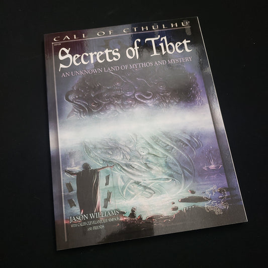 Image shows the front cover of the Secrets of Tibet book for the Call of Cthulhu: Seventh Edition roleplaying game