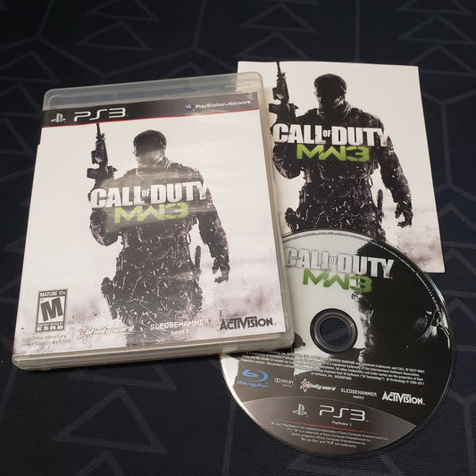 Image shows the case, manual and disc for the video game Call of Duty: Modern Warfare 3 for Playstation 3