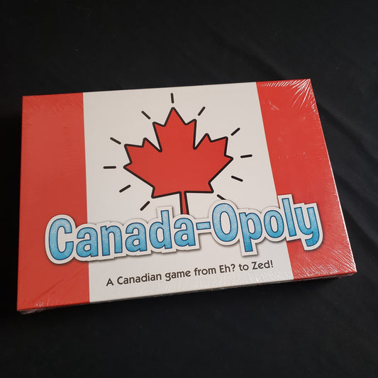 Image shows the front cover of the box of the Canada-opoly board game