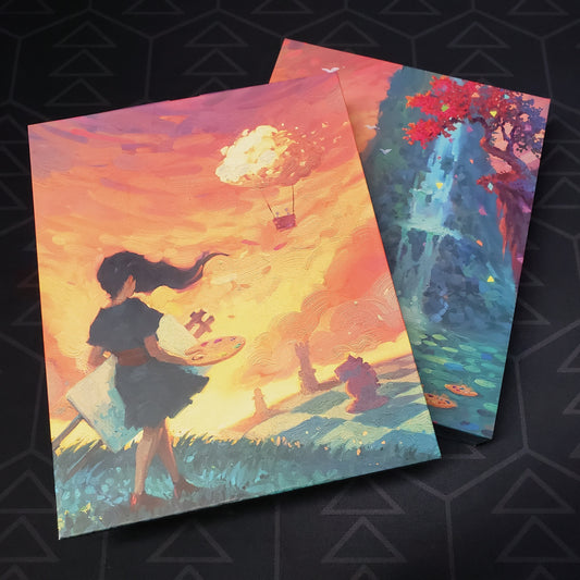 Image shows the front cover of the box of the Canvas board game, sitting on top of the box for the Reflections expansion