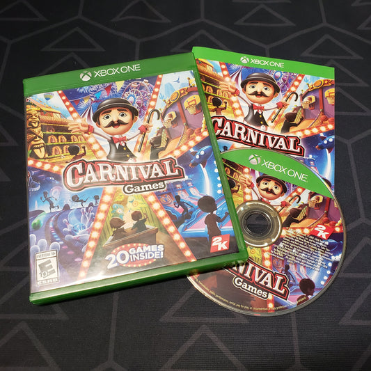 Image shows the case, manual and disc for the video game Carnival Games for Xbox One