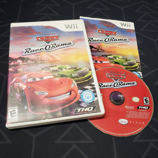 Image shows the case, manual and disc for the video game Cars: Race-O-Rama for Nintendo Wii