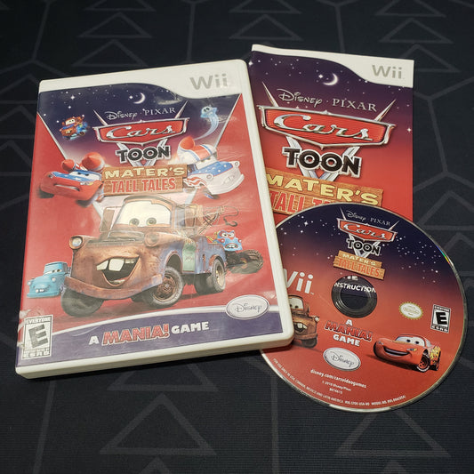 Image shows the case, manual and disc for the video game Cars Toon: Mater's Tall Tales for Nintendo Wii