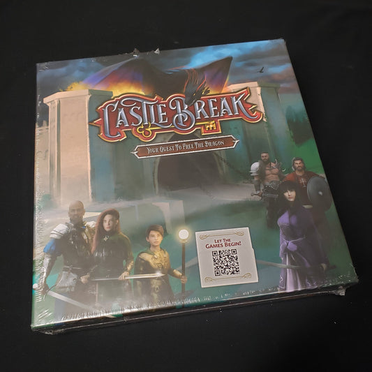 Image shows the front cover of the box of the Castle Break board game