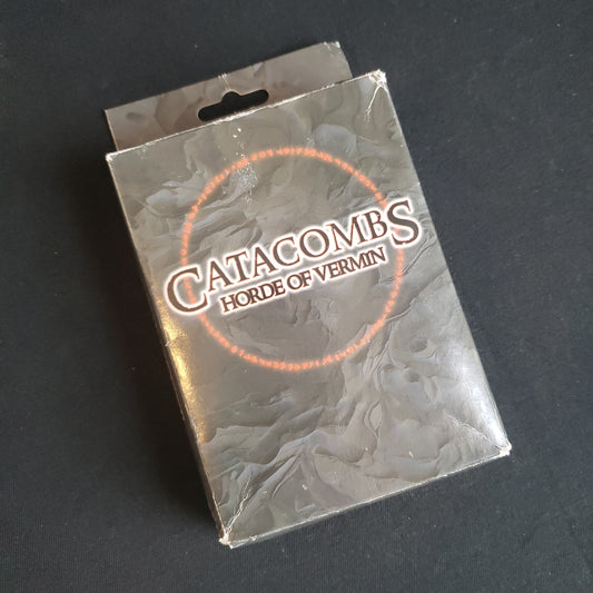 Image shows the front of the box for the Horde of Vermin expansion for the Catacombs board game