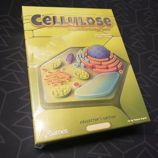 Image shows the front cover of the box for the Cellulose board game
